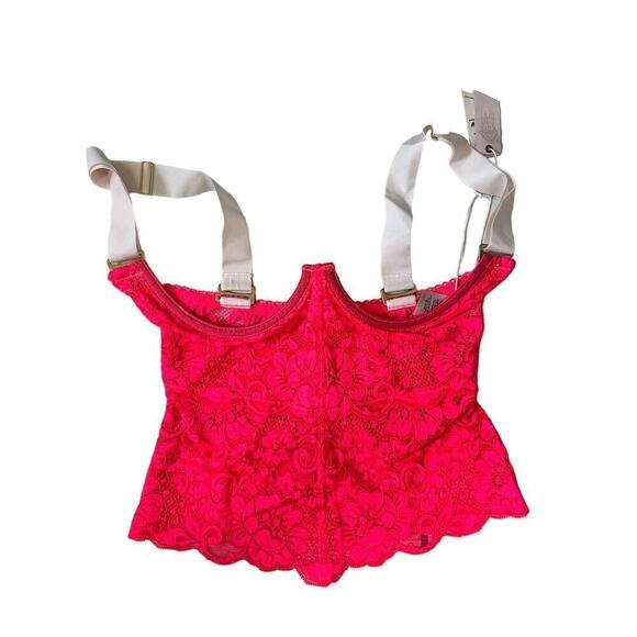 NWT We are HAH!Bust A Move Bustier In haht Lava Lace Underwire Corset Pink Small - Picture 4 of 6